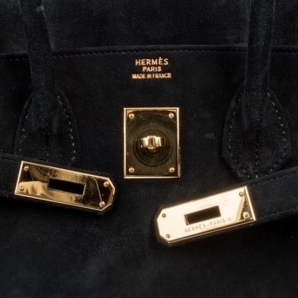 Birkin 35 Bag Black Doblis Suede Gold Hardware Limited Edition