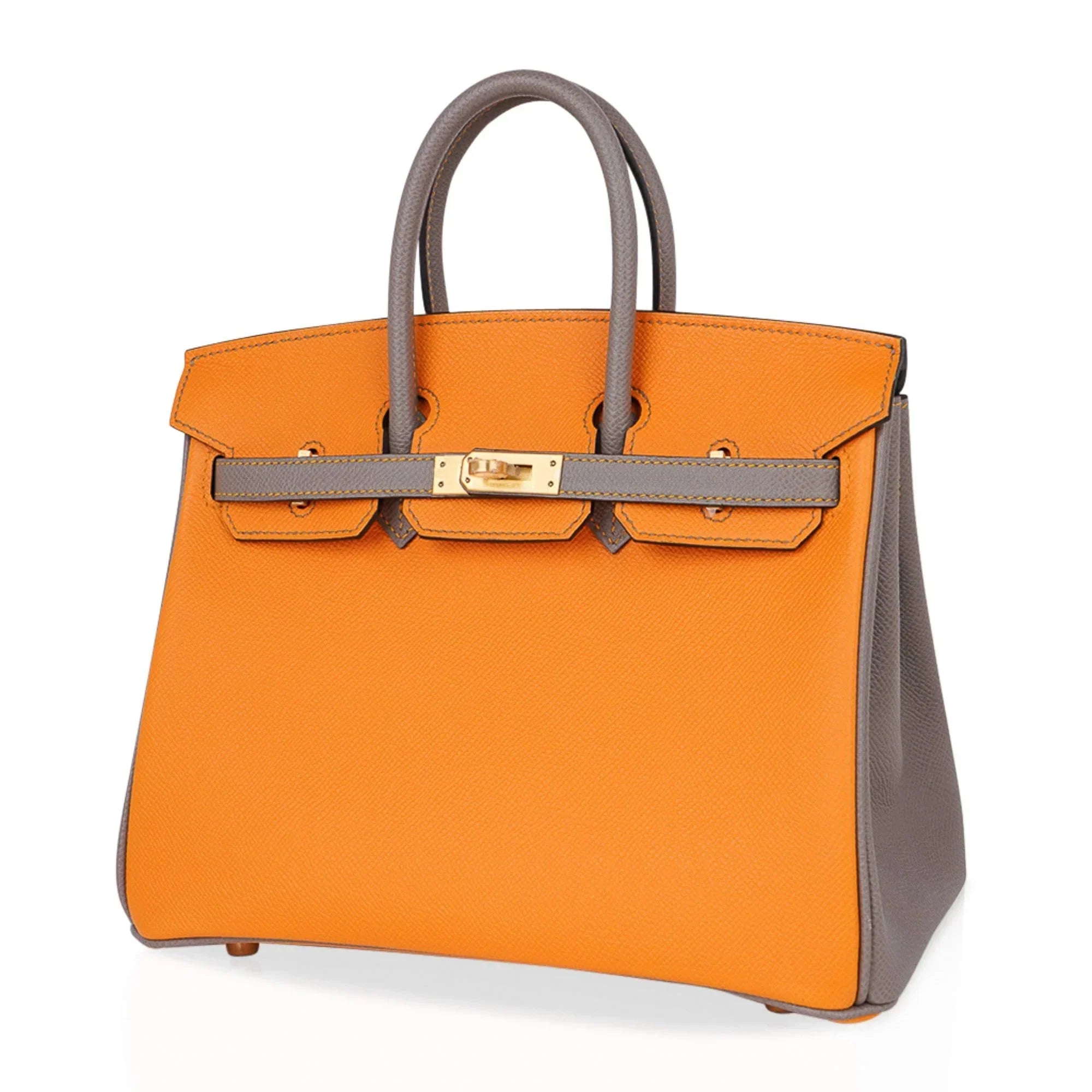 Birkin HSS 25 Bag Jaune Ambre / Gris Asphalte Gold Hardware