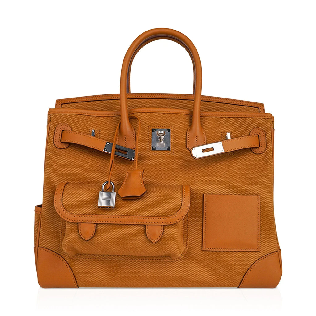 Limited Edition Birkin 35 Bag Cargo Sesame Toile Goeland Swift Leather with Palladium Hardware
