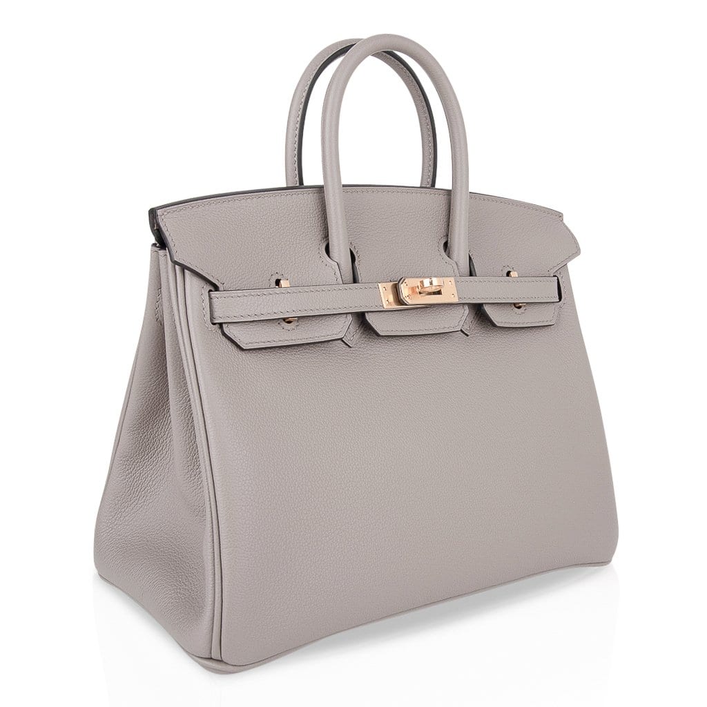 Birkin 25 Bag Gris Asphalte Novillo Leather Gold Hardware