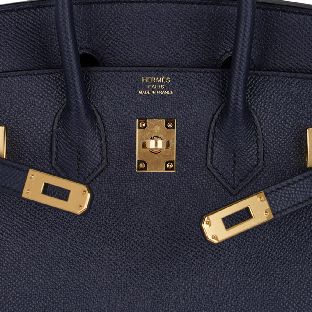 Birkin 25 Sellier Bag Bleu Indigo Gold Hardware Epsom Leather New w/Box