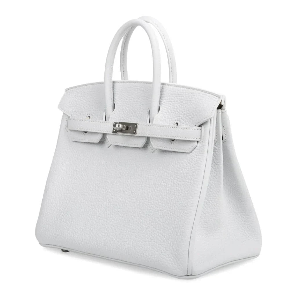 Birkin 25 Bag HSS White Clemence Trench Interior Brushed Palladium Hardware