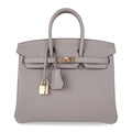 Birkin 25 Bag Gris Asphalte Novillo Leather Gold Hardware
