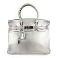 Limited Edition Birkin 30 Bag Silver Metallic Chevre Leather with Palladium Hardware