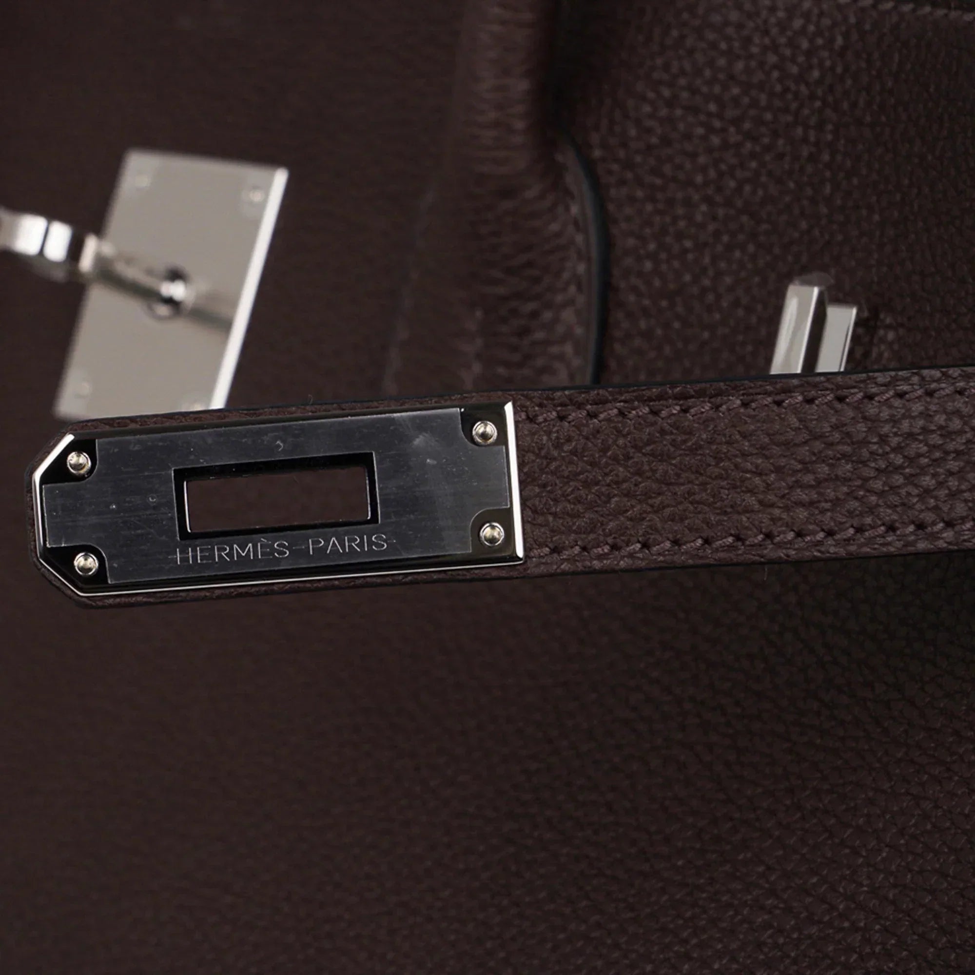 Birkin 35 Bag Ebene Barenia Faubourg Leather with Palladium Hardware