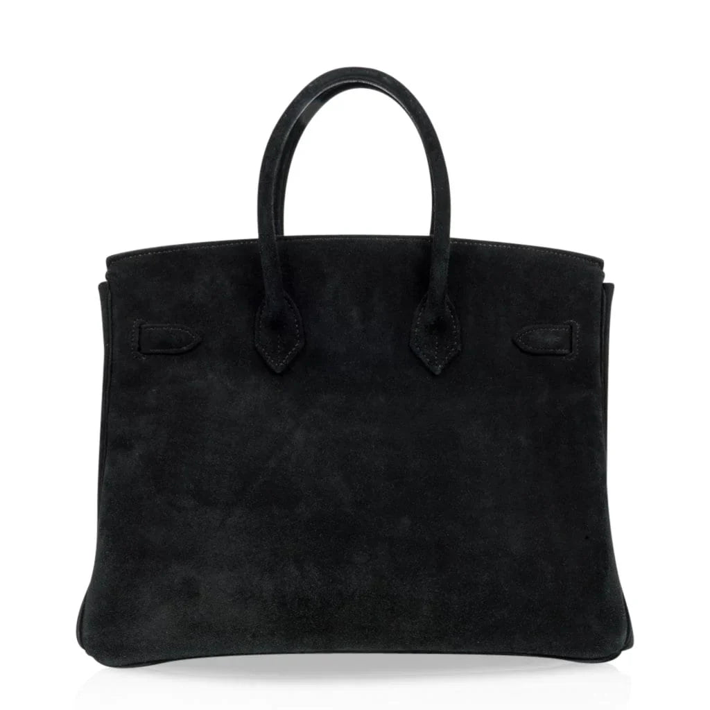 Birkin 35 Bag Black Doblis Suede Gold Hardware Limited Edition